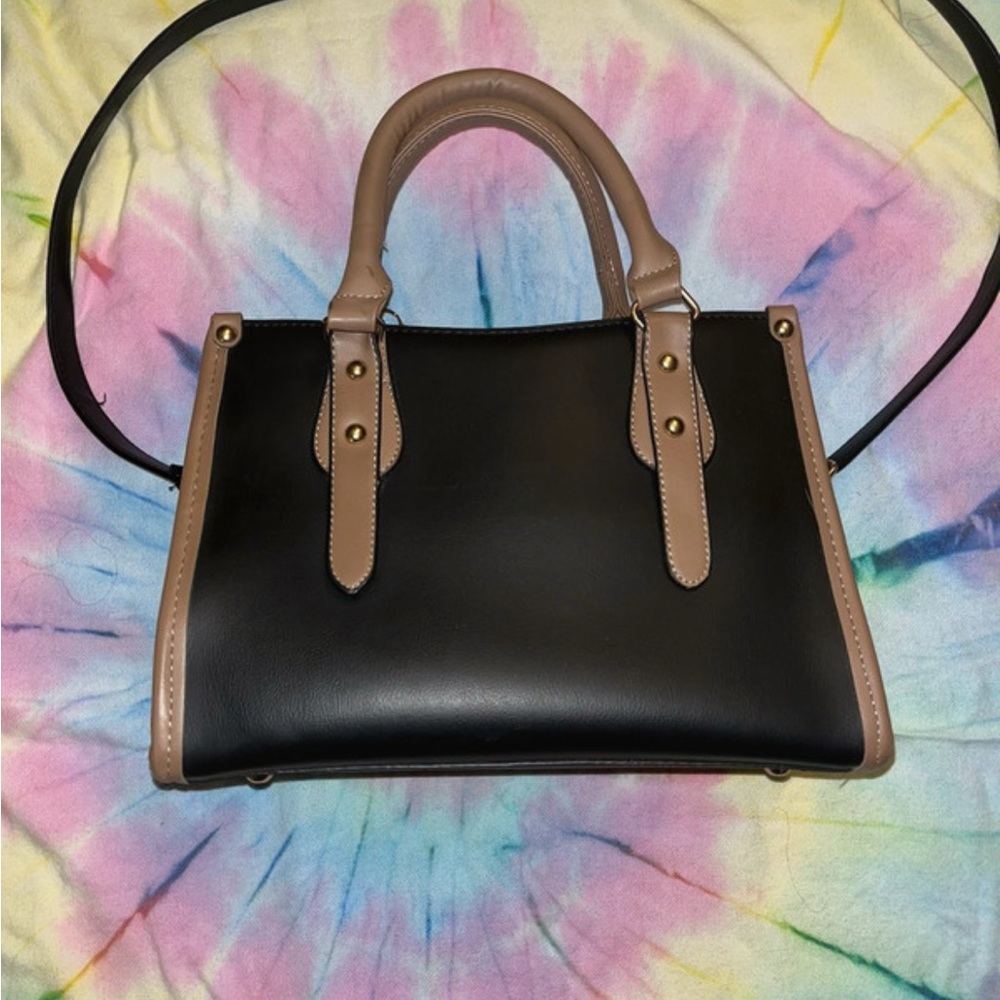 Shein Black And Tan Satchel Bag